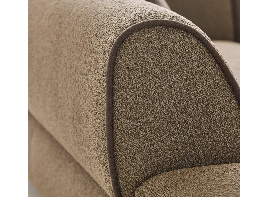 Bies piping Hoeksalon Rozan met longchair island stof taupe Bert Plantagie
