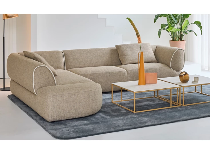 Salon hoekzetel Rozan stof zand taupe Bert Plantagie