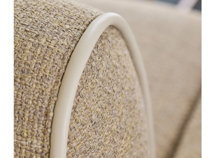 Bies piping leder Salon hoekzetel Rozan stof zand taupe Bert Plantagie
