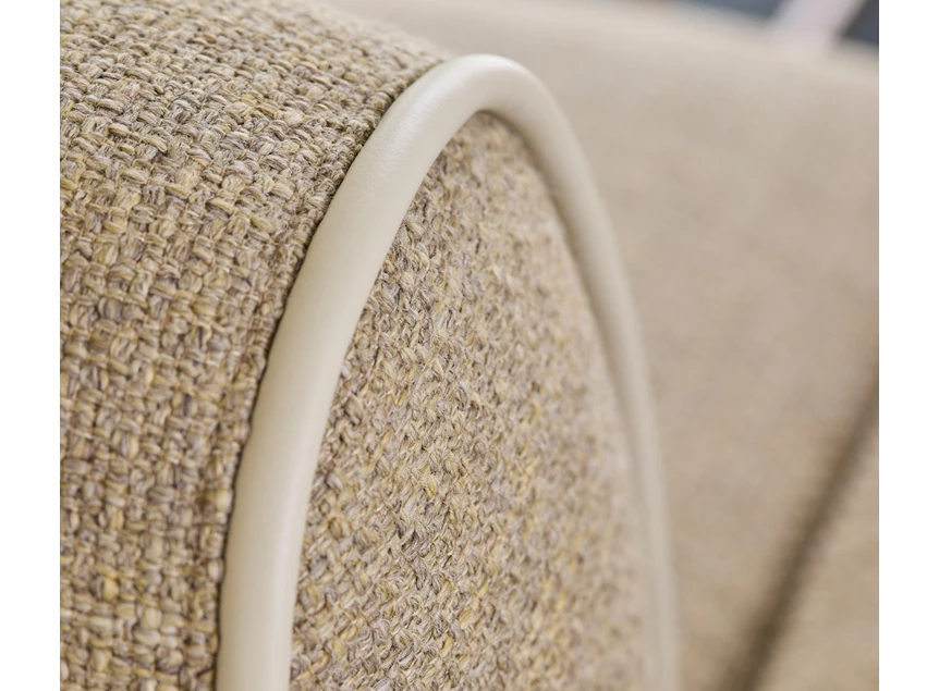 Bies piping leder Salon hoekzetel Rozan stof zand taupe Bert Plantagie