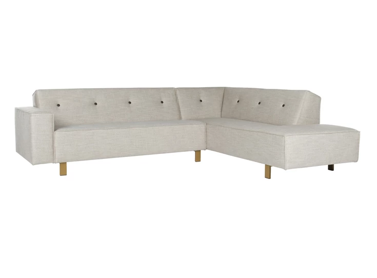 Salon hoek Odin dormeuze stof beige met sierknopen Bert Plantagie