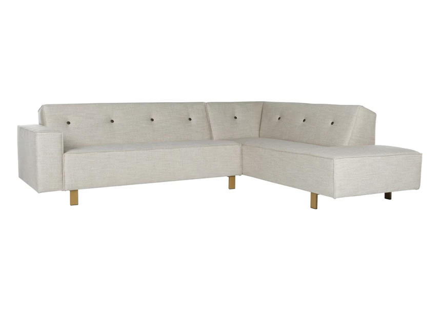 Salon hoek Odin dormeuze stof beige met sierknopen Bert Plantagie