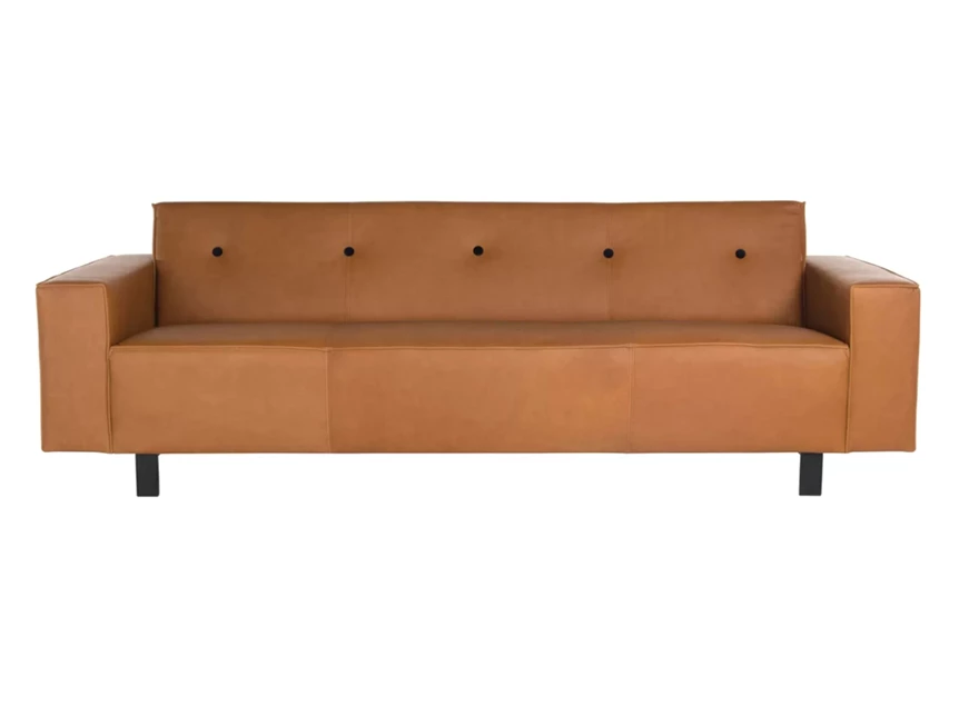 Canapé 3-zit salon Odin leder cognac met knopen Bert Plantagie