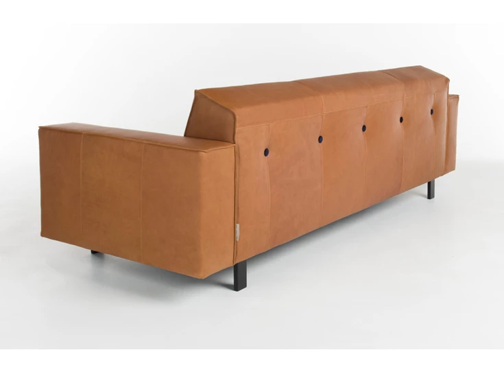 Achterkant Canapé 3-zit salon Odin leder cognac met knopen Bert Plantagie