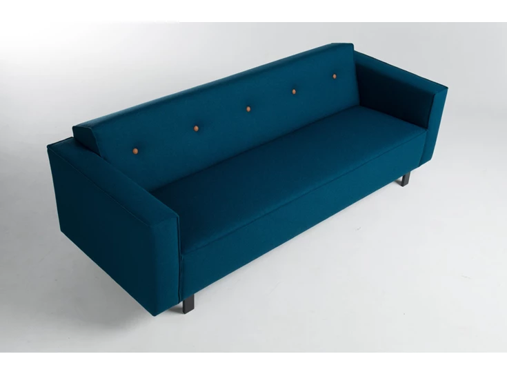 Canapé 3-zit salon Odin stof petrol blauw met knopen Bert Plantagie