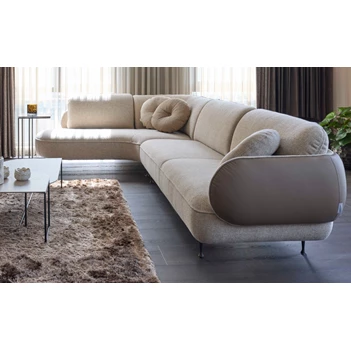 Hoeksalon Arizona organisch stof beige leder taupe Bert Plantagie