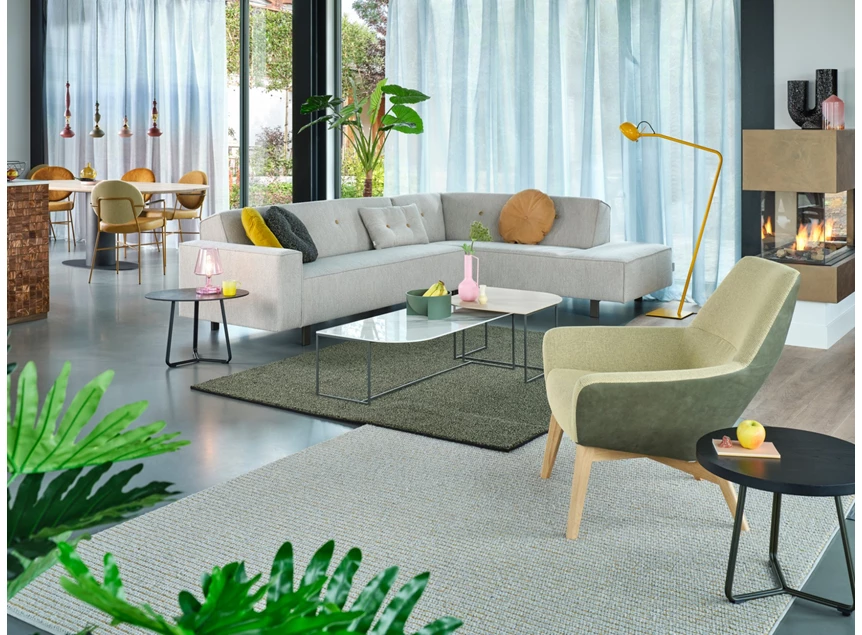 Bijzetzetel Zyba Wood Low Z42 duo bekleding olijfgroen Bert Plantagie