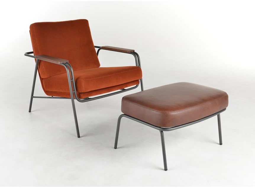 Bijzetzetel Tibbe T51 stof velvet terracotta poef hocker T71 Bert Plantagie