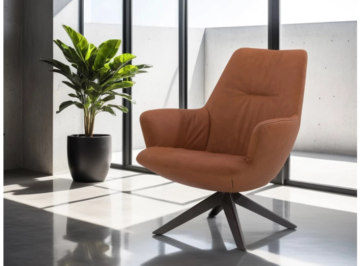 Sfeerfoto Bijzetzetel Maple M43 Statief légère leder cognac Bert Plantagie