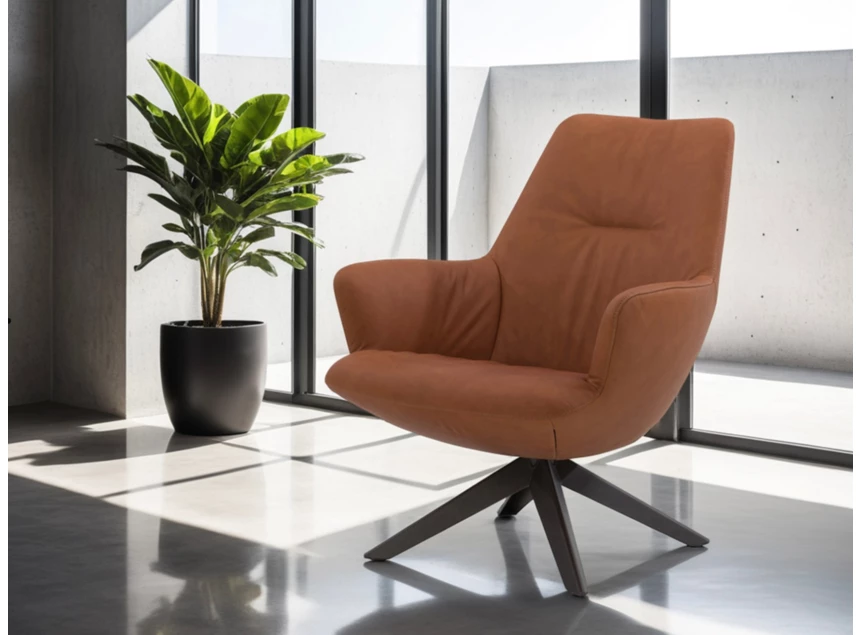 Sfeerfoto Bijzetzetel Maple M43 Statief légère leder cognac Bert Plantagie