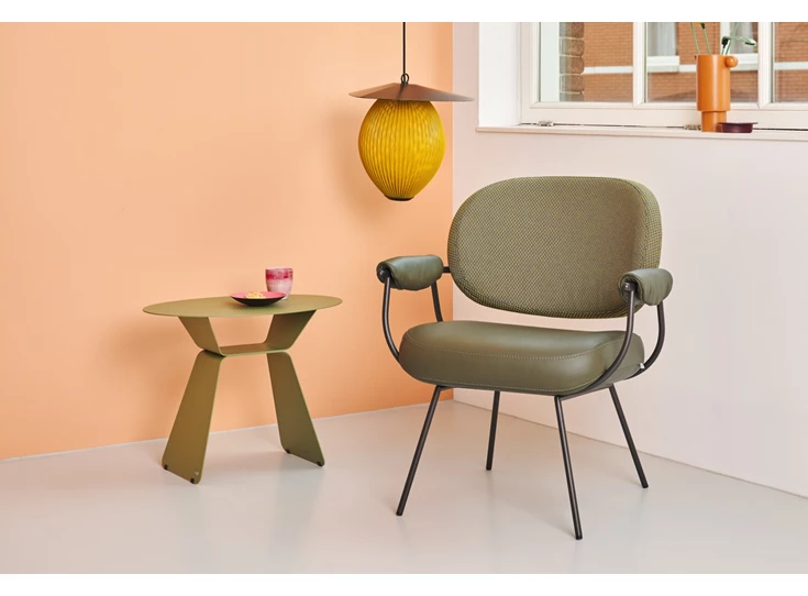 Bijzetzetel Flip F51 combi leder stof groen armleuning baggy Bert Plantagie