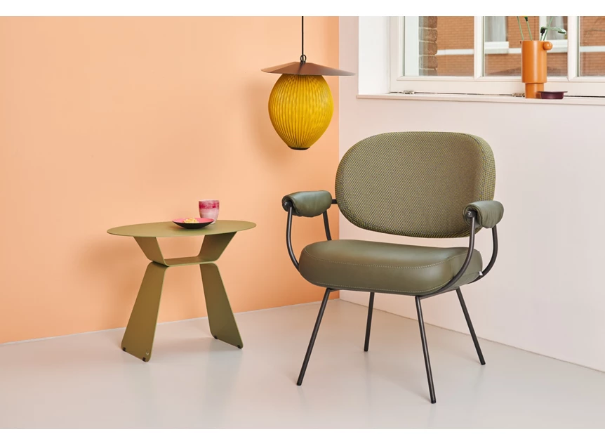 Bijzetzetel Flip F51 combi leder stof groen armleuning baggy Bert Plantagie