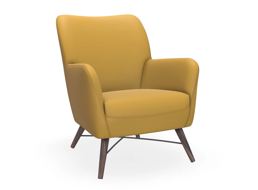 Bijzetzetel Bolero Wood B52 leder geel Bert Plantagie