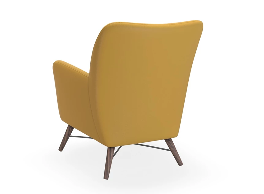 Achterkant Bijzetzetel Bolero Wood B52 leder geel Bert Plantagie