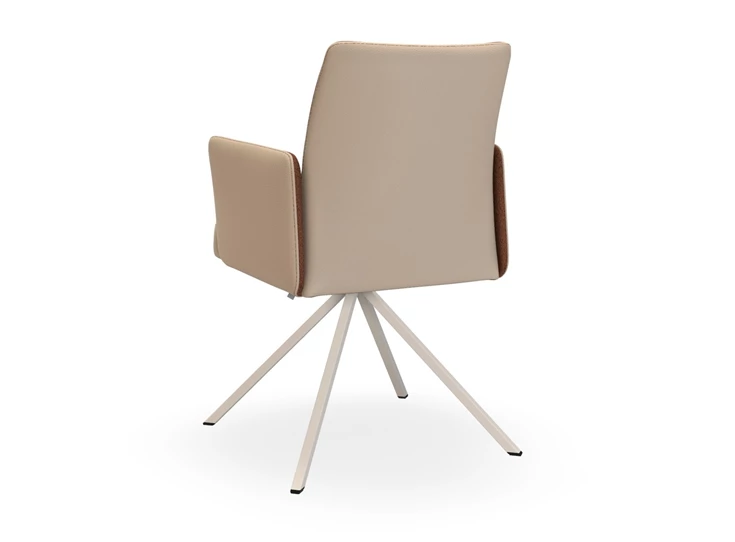 Achterkant Armstoel Ultimo Statief U33 combi leder zand stof terracotta ribs Bert Plantagie