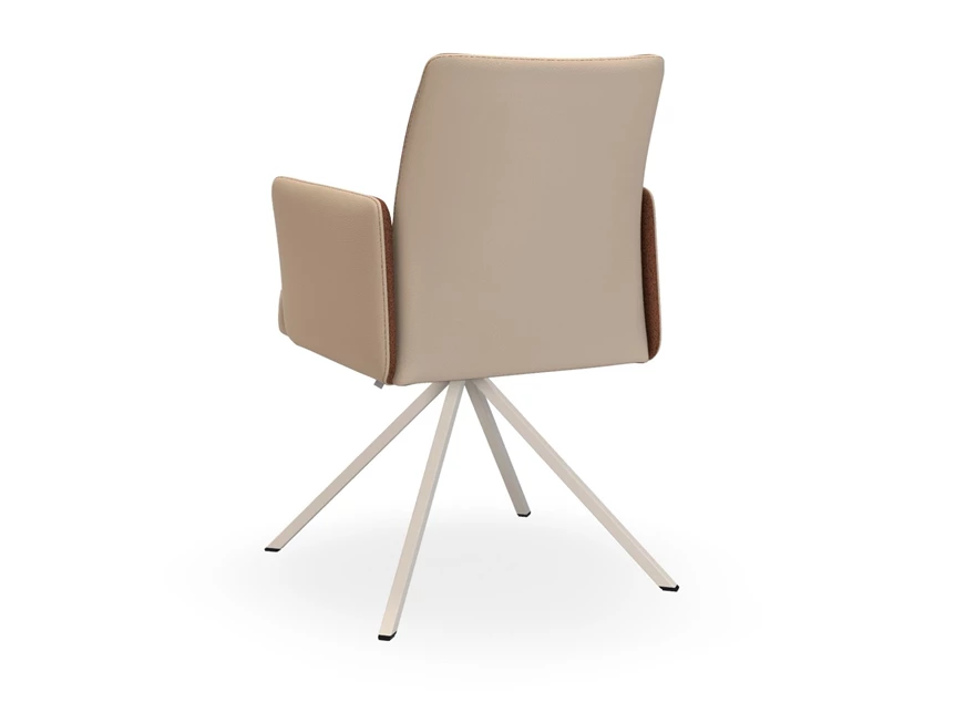 Achterkant Armstoel Ultimo Statief U33 combi leder zand stof terracotta ribs Bert Plantagie