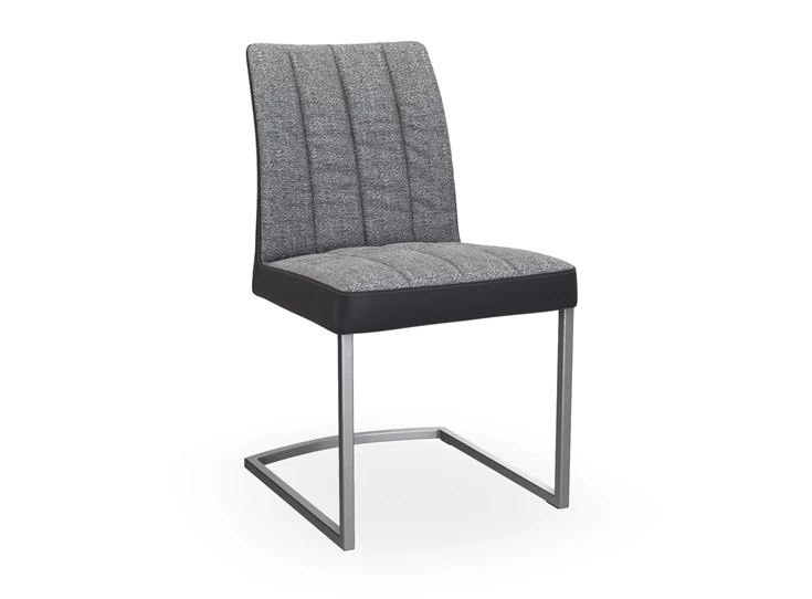 Stoel Ultimo Freischwinger U17 combi stof beige grijs leder zwart ribs Plantagie