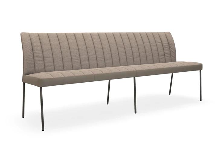 Eetkamerbank Ultimo rond U81 combi stof leder ribs Bert Plantagie