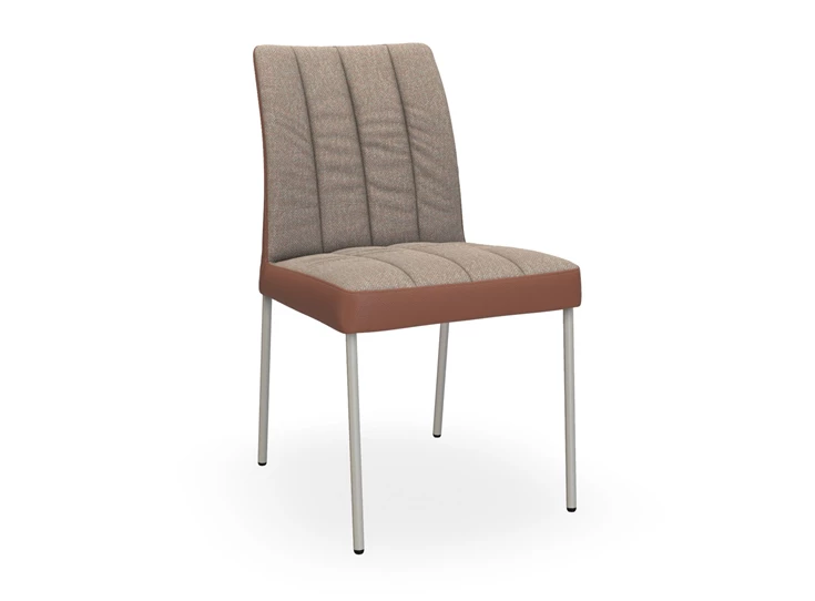 Stoel Ultimo 4-poot rond U11 combi leder stof cognac ribs Bert Plantagie