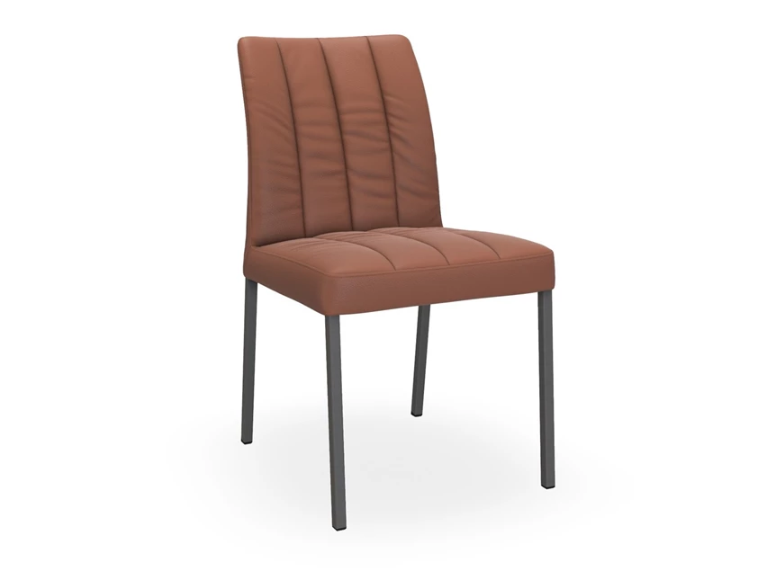 Stoel Ultimo 4-poot vierkant U12 leder cognac ribs Bert Plantagie