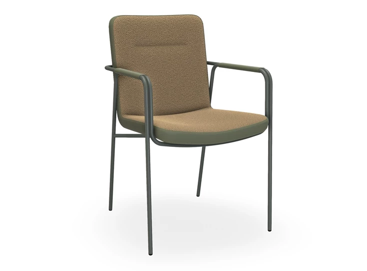 Armstoel Tibbe T22 combi leder stof ingetrokken naad Bert Plantagie