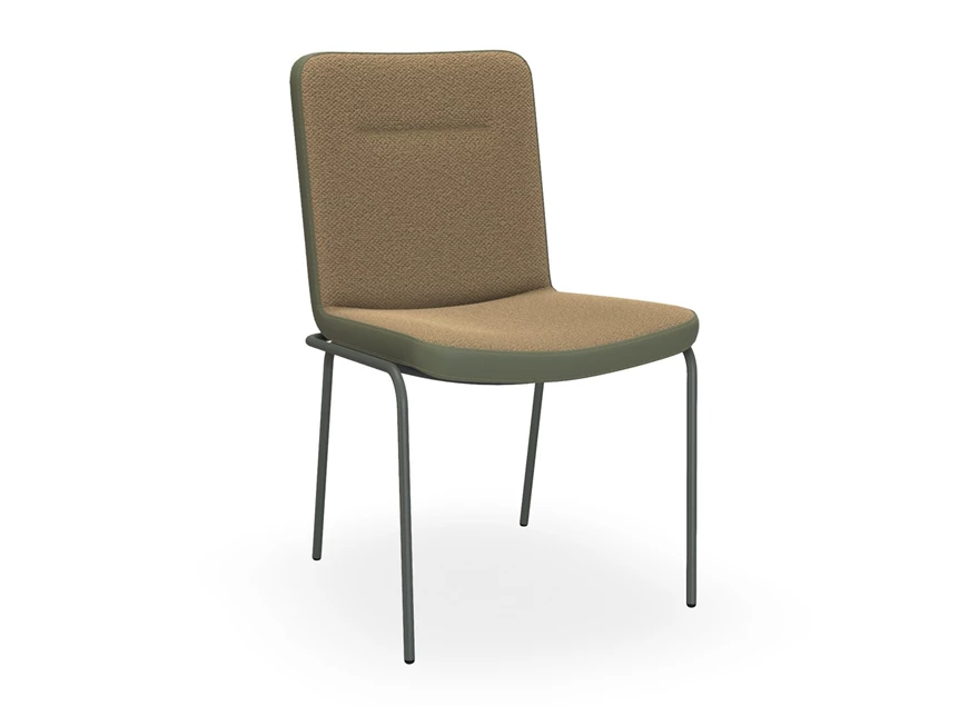 Stoel Tibbe T12 combi leder stof ingetrokken naad Bert Plantagie