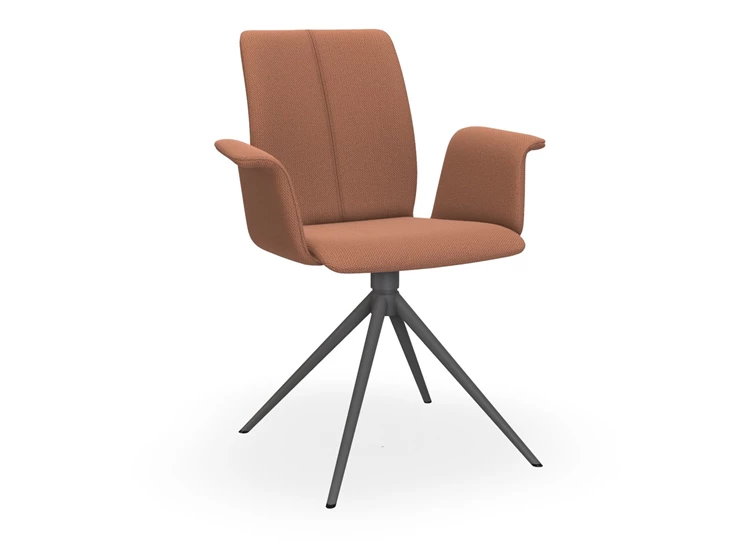 Armstoel Tara Statief 836A stof terracotta enkelnaad Bert Plantagie