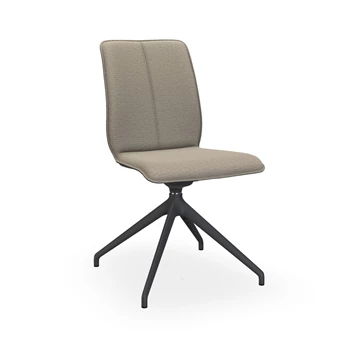 Stoel Tara Donna 819A combi stof grijs leder zwart stolpnaad Bert Plantagie