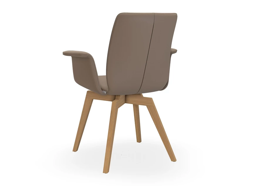Achterkant Armstoel Tara Wood 835A leder taupe enkelnaad Bert Plantagie