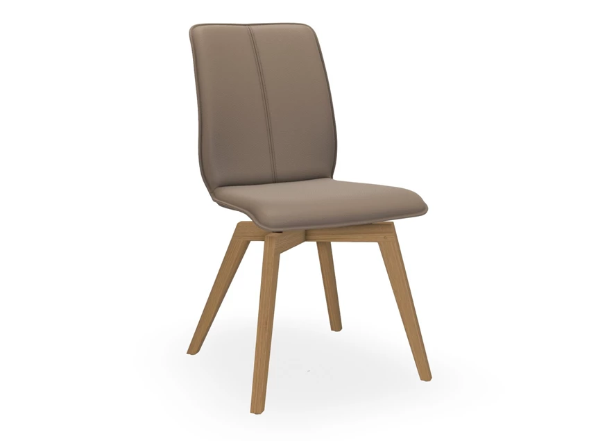 Stoel Tara Wood 815A leder taupe stolpnaad Bert Plantagie