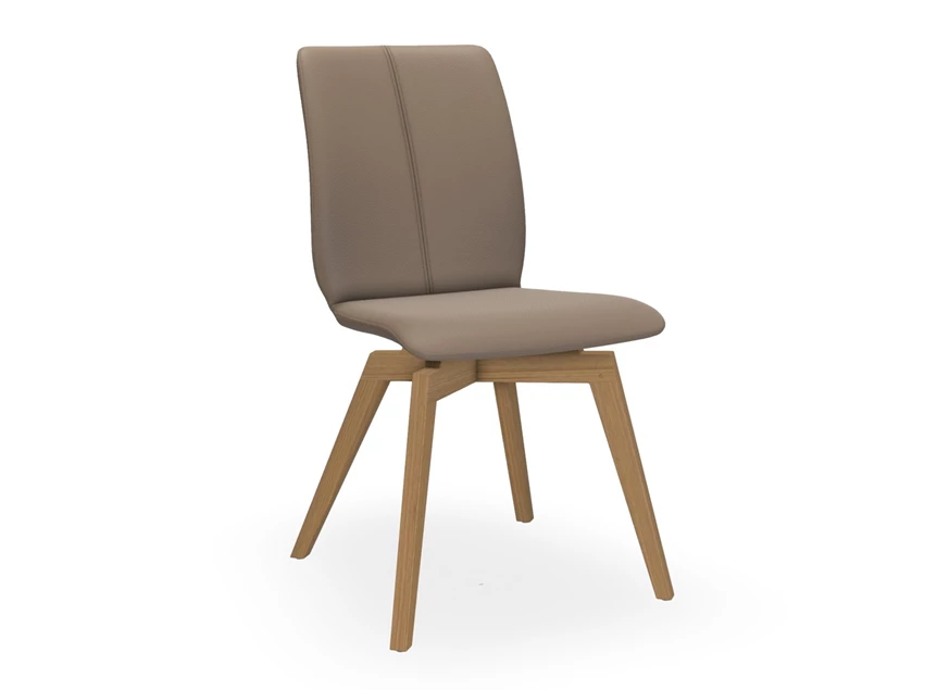 Stoel Tara Wood 815A leder taupe enkelnaad Bert Plantagie