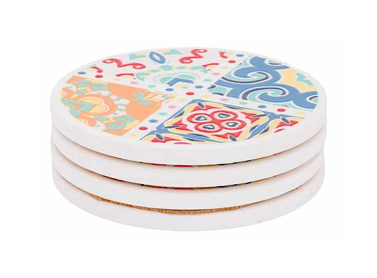 Glasonderzetter rond d10cm set/4 stoneware aantal