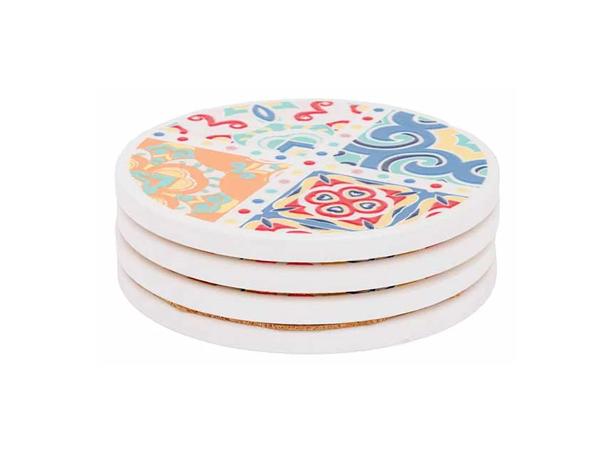 Glasonderzetter rond d10cm set/4 stoneware aantal