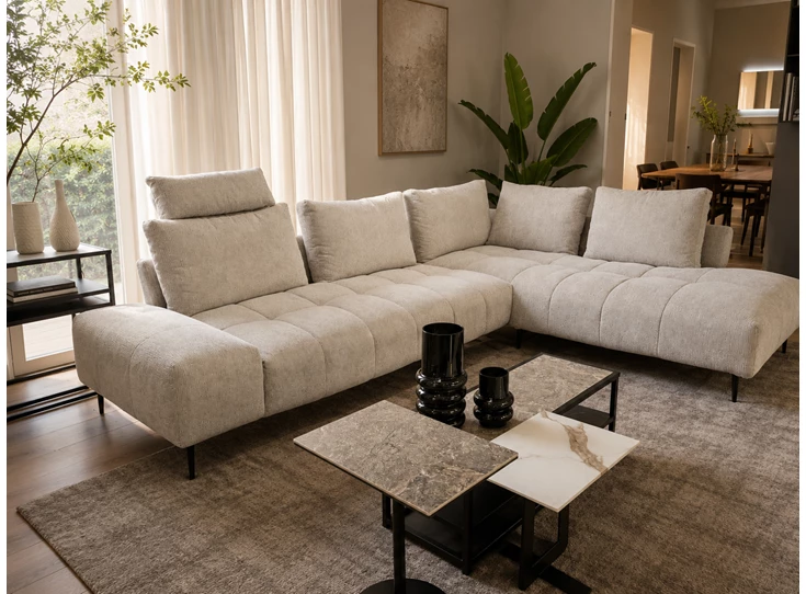 Hoeksalon Gianni stof beige Designwerk