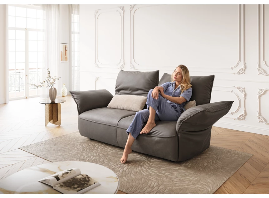 Sfeerfoto Salon canapƩ Abby leder donkerbruin Koinor