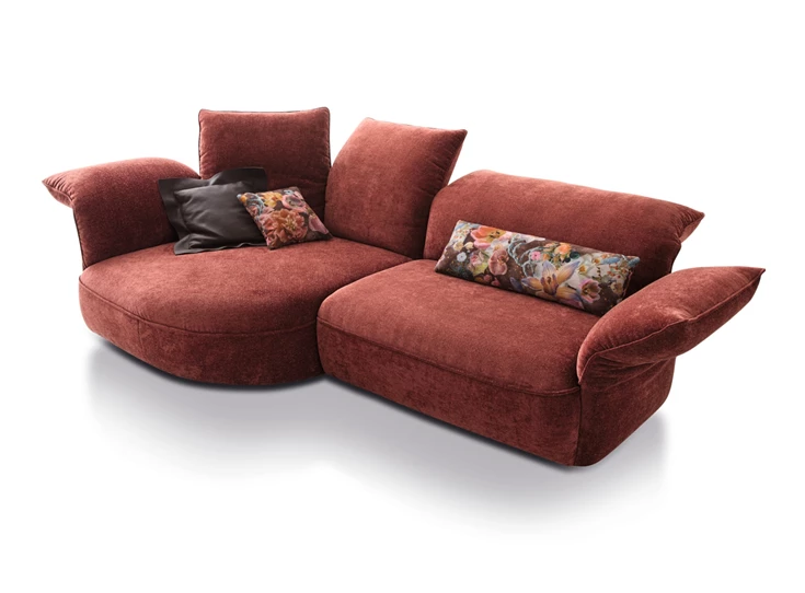 Compact Salon Abby rond afsluitelement stof rood Koinor