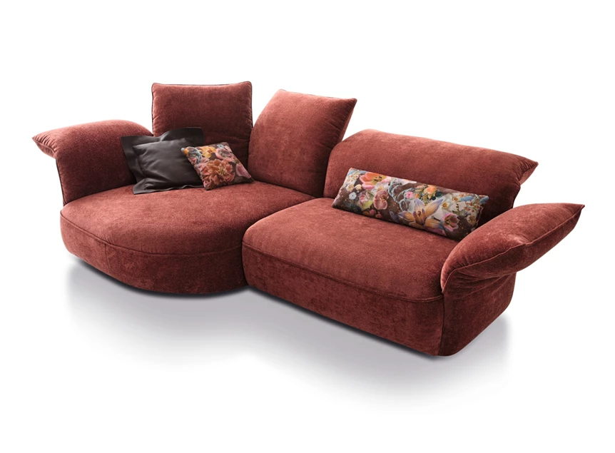 Compact Salon Abby rond afsluitelement stof rood Koinor