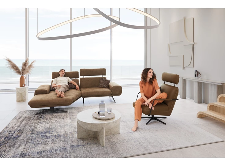 Sfeerfoto Modulaire salon Elements longchair schuin rug 4 arm D Koinor