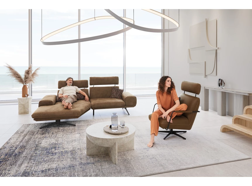 Sfeerfoto Modulaire salon Elements longchair schuin rug 4 arm D Koinor