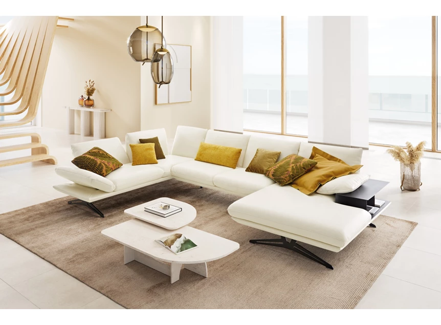 Modulaire salon Elements hoek longchair rug 1 arm A + F Koinor