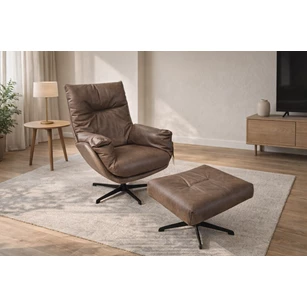 Sfeerfoto Bijzetzetel Romeo natuurleder bruin taupe Designwerk