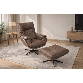 Sfeerfoto Bijzetzetel Romeo natuurleder bruin taupe Designwerk