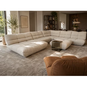 Hoekzetel Passion met longchair breed stof beige Designwerk