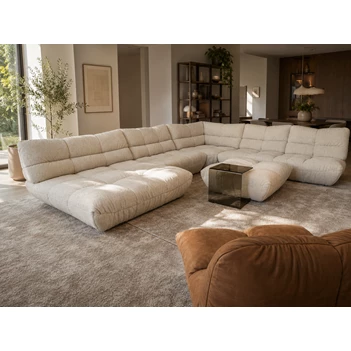 Hoekzetel Passion met longchair breed stof beige Designwerk