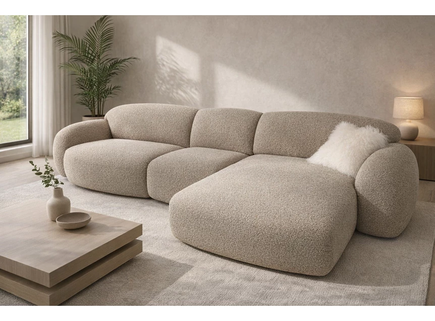 Salon Globe met longchair stof zand Designwerk