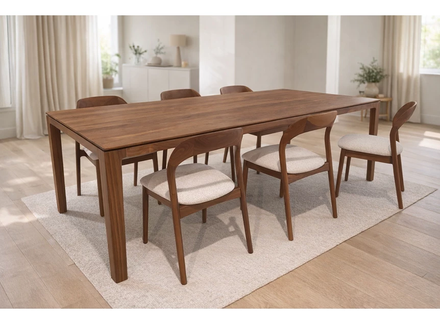 Met stoelen Moly Eettafel Savannah massief Amerikaans noot Kluskens