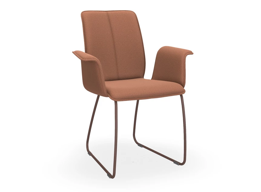 Armstoel Tara Slede 831A stof terracotta Bert Plantagie