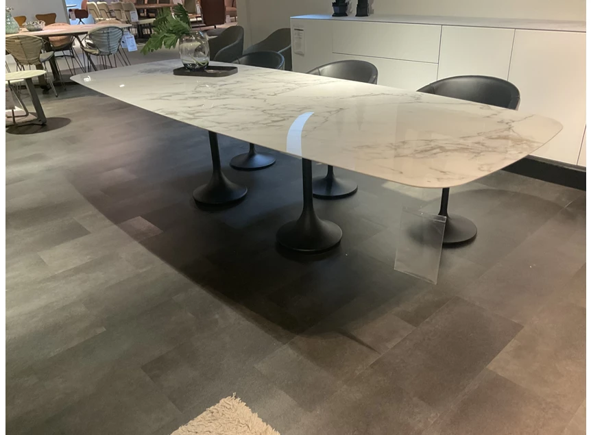 Zijde Tafel Central faux elyps keramiek bianco d'oro Joli