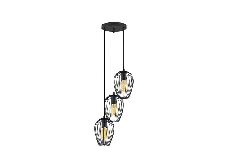 49479 hanglamp eglo newtown 3 lichtpunten zwart metaal