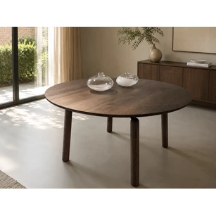 Eettafel Trinity rond donker bruin massief eik Bert Plantagie